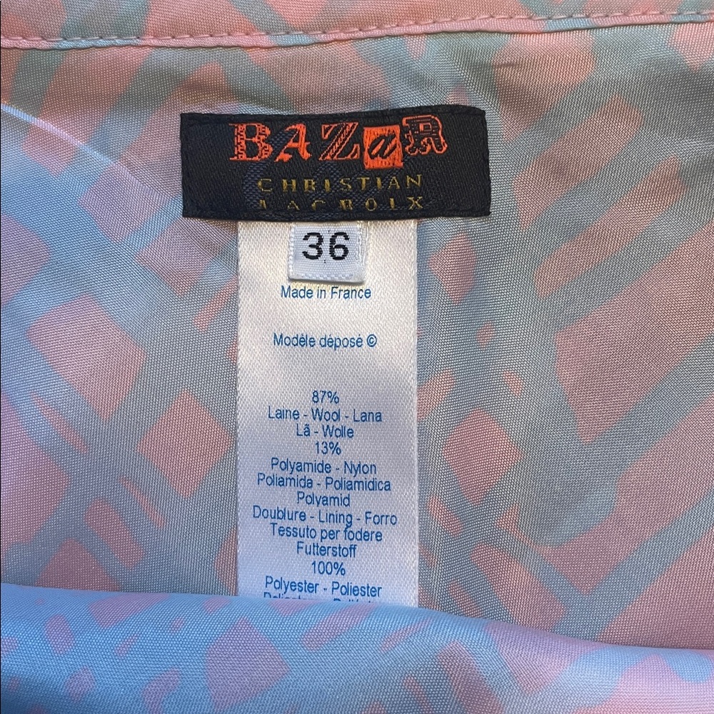 VINTAGE 90’s Christian Lacroix Pink and Gray Patterned Fabric skirt